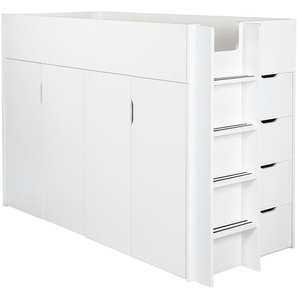 Roba Hochbett mit Stauraum  Flo ¦ weiß ¦ Maße (cm): B: 217 H: 150,6 T: 96