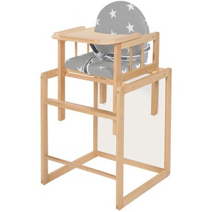 Roba Kombihochstuhl  Little Stars ¦ holzfarben ¦ Schichtholz / MDF, Material Sitz: 65% Polyester,35% Baumwolle ¦ Maße (cm): B: 45,5 H: 88 T: 44