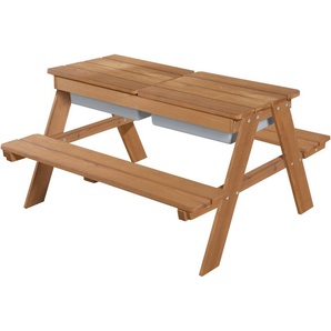 roba® Kindersitzgruppe Picknick for 4 Outdoor Deluxe mit Spielwannen, Teakholz-Optik, mit abgerundeten Ecken