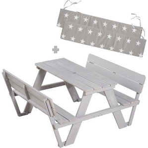 roba® Kindersitzgruppe Picknick for 4 Outdoor +, Grau, (Set), mit Lehne, inklusive Sitzauflagen Â»Little StarsÂ«