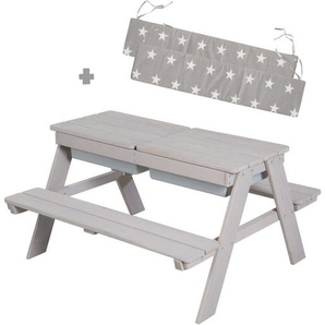 roba® Kindersitzgruppe Picknick for 4 Outdoor + mit Spielwannen, Grau, (Set), mit abgerundeten Ecken, inklusive Sitzauflagen Â»Little StarsÂ«