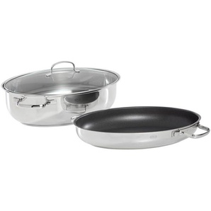 Rösle Bräter Elegance, Edelstahl, Metall, 8 L, oval, 29x21.5x41 cm, backofengeeignet, antihaftbeschichtet, Kochen, Töpfe, Bräter
