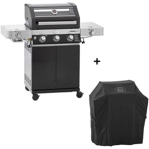 Rösle Gasgrill, Schwarz, Metall, 127x117.5x57 cm, mit Druckregler, Warmhalterost, 2 gebremsten Rädern, herausnehmbare Fettauffangbox, Piezozündung,
