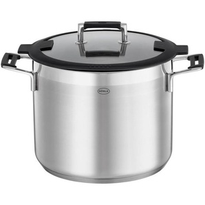 Rösle Kochtopf Silence Pro, Edelstahl, Metall, 8.7 L, rund, backofengeeignet, Abgießfunktion, mit Silikongriffen, Kochen, Töpfe, Kochtöpfe