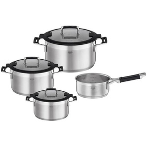 Rösle Kochtopfset Silence Pro, Edelstahl, Metall, 4-teilig, 24 cm,16 cm, 31x55x23.5 cm, Messskala, geschmacksneutral, Kochen, Töpfe, Topfsets