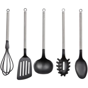 Rösle Küchenhelferset Basic Line, Schwarz Hochglanz, Metall, 5-teilig, 0.95x0.80x37.5 cm, Kochen, Küchenhelfer, Küchenhelfer Sets