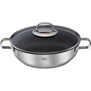RÖSLE Servierpfanne ELEGANCE PTFE ProPlex, Edelstahl 18/10, Ø 28 cm, spülmaschinengeeignet, Induktion