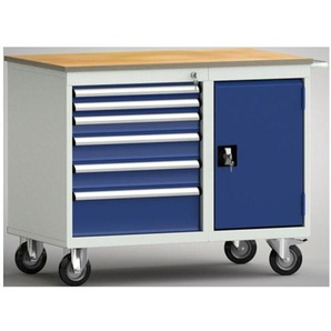 Rollende Werkbank 1000x620x830 mm mit 6 Schubladen/1 Tür
