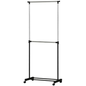 Rollgarderobe   ¦ schwarz ¦ Metallrohr,Kunststoff ¦ Maße (cm): B: 78,5 H: 200 T: 41.5