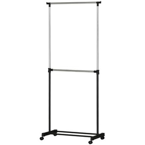 Rollgarderobe ¦ schwarz ¦ Metallrohr, Kunststoff ¦ Maße (cm): B: 78,5 H: 200 T: 41,5