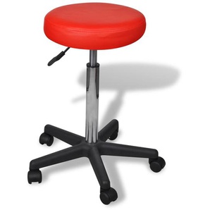 Rollhocker höhenverstellbar Rot Mit Rundsitz Sitzhöhe ca. 65-98 cm, Gasfedersäule, Rollen/Bodengleiter: weiche Radbandagen Baumwolle: 13%, Polyester: 20%, Polyurethan: 7%, PVC: 60%