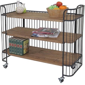 Rollwagen HHG-073, Rollregal Servierwagen, Tanne Holz massiv Vintage 84x98x36cm