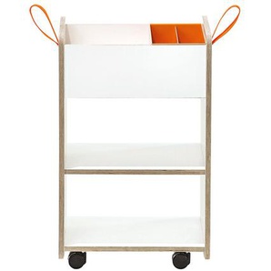 Rollwagen mit Stifteschale Fixx Richard Lampert weiß/orange, Designer Peter Horn, 56x35x35 cm