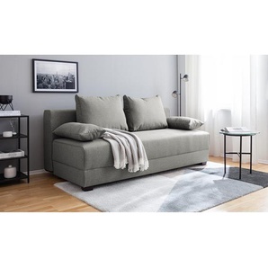 roomscape Boxspring-Schlafsofa Dingo Grau Webstoff 202x85x110 cm mit Schlaffunktion und Bettkasten