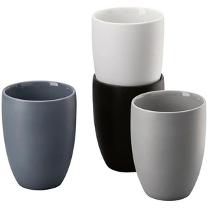 Rosenthal Tassenset, Blau, Grau, Schwarz, Weiß, Keramik, 4-teilig, 300 ml, 11 cm, Kaffee & Tee, Tassen, Kaffeetassen-Sets