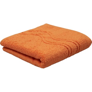 Duschtuch ROSS Cashmere feeling Handtücher (Packung) Gr. B/L: 75 cm x 140 cm (1 St.), orange (dahlie) Badetücher mit Wellen-Bordüre