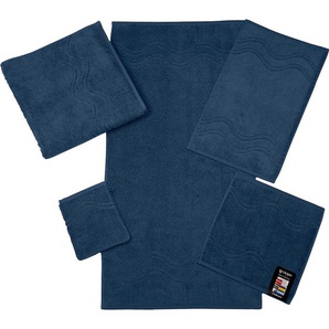 Gästehandtuch ROSS Cashmere feeling Handtücher (Packung) Gr. B/L: 30 cm x 50 cm (6 St.), blau (nachtblau) Gästehandtücher mit Wellen-Bordüre