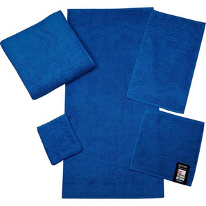 Gästehandtuch ROSS Cashmere feeling Handtücher (Packung) Gr. B/L: 30 cm x 50 cm (6 St.), blau (ozean) Gästehandtücher mit Wellen-Bordüre