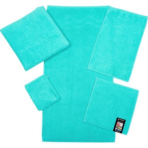 Gästehandtuch ROSS Cashmere feeling Handtücher (Packung) Gr. B/L: 30 cm x 50 cm (6 St.), blau (bleached aqua) Gästehandtücher mit Wellen-Bordüre