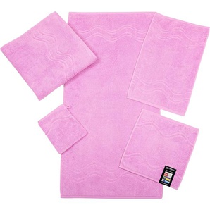 Gästehandtuch ROSS Cashmere feeling Handtücher (Packung) Gr. B/L: 30 cm x 50 cm (6 St.), lila (mauve) Gästehandtücher mit Wellen-Bordüre
