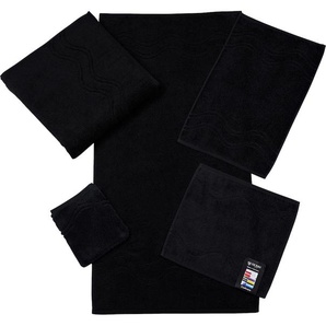 Gästehandtuch ROSS Cashmere feeling Handtücher (Packung) Gr. B/L: 30 cm x 50 cm (6 St.), schwarz Gästehandtücher mit Wellen-Bordüre