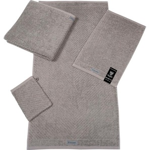 Gästehandtuch ROSS Smart Handtücher (Packung) Gr. B/L: 30 cm x 50 cm (6 St.), grau (flanell) Gästehandtücher Uni-Rippe mit Velourslabel
