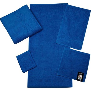 Seiftuch ROSS Cashmere feeling Waschlappen Gr. B/L: 30 cm x 30 cm, blau (ozean) Waschhandschuhe Waschlappen mit Wellen-Bordüre