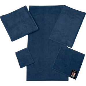 Seiftuch ROSS Cashmere feeling Waschlappen Gr. B/L: 30 cm x 30 cm, blau (nachtblau) Waschhandschuhe Waschlappen mit Wellen-Bordüre