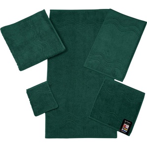 Seiftuch ROSS Cashmere feeling Waschlappen Gr. B/L: 30 cm x 30 cm, grün (moosgrün) Waschhandschuhe Waschlappen mit Wellen-Bordüre