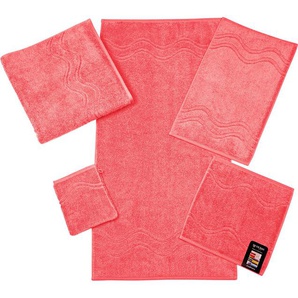 Waschhandschuh ROSS Cashmere feeling Waschlappen Gr. B/L: 16 cm x 22 cm, rosa (flamingo) Waschhandschuhe Waschlappen mit Wellen-Bordüre
