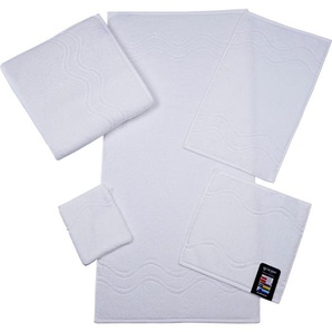 Waschhandschuh ROSS Cashmere feeling Waschlappen Gr. B/L: 16 cm x 22 cm, weiß Waschhandschuhe Waschlappen mit Wellen-Bordüre