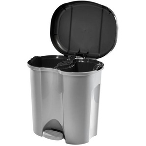 Rotho Abfalleimer Duo, Anthrazit, Silber, Kunststoff, 20 L, 32x40.5x39 cm, Reach, DIN EN ISO 14001, DIN EN ISO 9001, Küchen, Küchenausstattung,