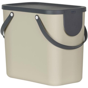 Rotho Abfallsammler Albula, Beige, Kunststoff, 25 L, 23.5x34x40 cm, Blauer Engel, Reach, DIN EN ISO 9001, Küchen, Küchenausstattung, Mülleimer