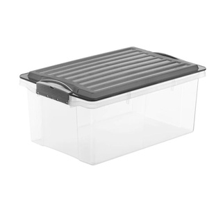 Rotho Aufbewahrungsbox mit Deckel | grau | Polypropylen | 27,5 cm | 18 cm |