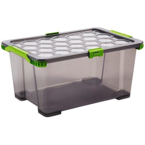 Rotho BOX EVO Safe, Anthrazit, Grün, Kunststoff, 39.5x28x59 cm, Reach, DIN EN ISO 14001, DIN EN ISO 9001, Deckel abnehmbar, Ordnen & Aufbewahren,