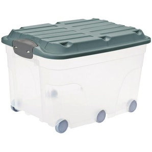 Rotho BOX Roller 6, Grün, Transparent, Kunststoff, 40x37x59.5 cm, Reach, DIN EN ISO 14001, DIN EN ISO 9001, Rollen, Tragegriff, Deckel abnehmbar,