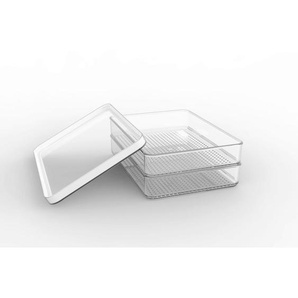 Rotho Frischhaltedosenset Loft, Weiß, Transparent, Kunststoff, 20x15x7 cm, Reach, DIN EN ISO 14001, DIN EN ISO 9001, Deckel mit Sichtfenster,