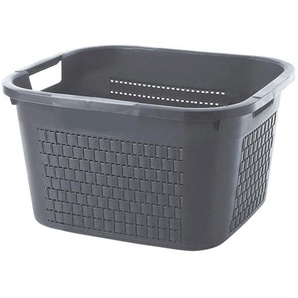 Rotho Wäschekorb Country, Anthrazit, Kunststoff, 22 L, 33.5x22.2x43.5 cm, Reach, DIN EN ISO 14001, DIN EN ISO 9001, Tragegriffe, Ordnen & Aufbewahren,