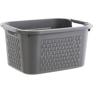 Rotho Wäschekorb Country, Anthrazit, Kunststoff, 22 L, 33.5x22.2x43.5 cm, Reach, DIN EN ISO 14001, DIN EN ISO 9001, Tragegriffe, Ordnen & Aufbewahren, Wäschekörbe & Tonnen