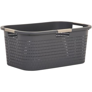 Rotho Wäschekorb Country, Anthrazit, Kunststoff, 40 L, 38.9x25.1x58 cm, Blauer Engel, Reach, DIN EN ISO 14001, DIN EN ISO 9001, Made in Switzerland, Tragegriffe, recycelbar, umweltfreundlich, Ordnen & Aufbewahren, Wäschekörbe & Tonnen