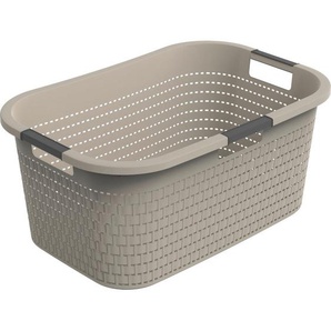 Rotho Wäschekorb Country, Cappuccino, Kunststoff, 40 L, 38.9x25.1x58 cm, Made in Switzerland, DIN EN ISO 9001, DIN EN ISO 14001, Reach, Blauer Engel,
