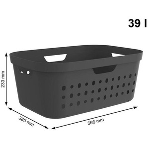 Rotho Wäschekorb Jona, Anthrazit, Kunststoff, 39 L, rechteckig, 38.5x23.3x56.6 cm, Ordnen & Aufbewahren, Wäschekörbe & Tonnen