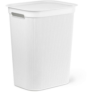 Rotho Wäschetonne Brisen, Weiß, Kunststoff, 50 L, 34x52.9x43.1 cm, Reach, DIN EN ISO 14001, DIN EN ISO 9001, Belüftungsöffnungen, Ordnen &