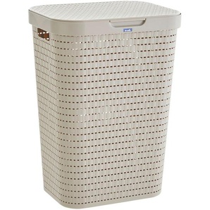 Rotho Wäschetonne Country, Cappuccino, Kunststoff, 55 L, 42x32x57.2 cm, Reach, DIN EN ISO 14001, DIN EN ISO 9001, Made in Switzerland, rostfrei,