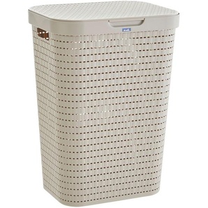 Rotho Wäschetonne Country, Cappuccino, Kunststoff, 55 L, 42x32x57.2 cm, Reach, DIN EN ISO 14001, DIN EN ISO 9001, Made in Switzerland, rostfrei, Belüftungsöffnungen, Ordnen & Aufbewahren, Wäschekörbe & Tonnen