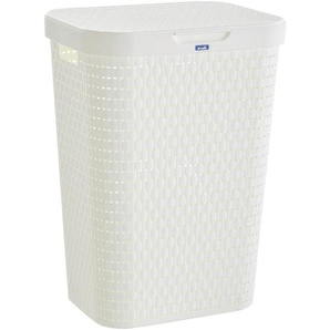 Rotho Wäschetonne Country, Weiß, Kunststoff, 55 L, 42x32x57.2 cm, Reach, DIN EN ISO 14001, DIN EN ISO 9001, Made in Switzerland, rostfrei, Belüftungsöffnungen, Ordnen & Aufbewahren, Wäschekörbe & Tonnen