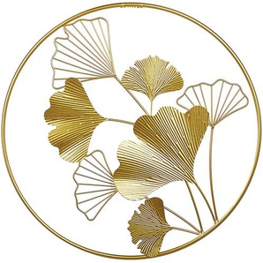 Runde Wanddekoration in elegantem Gold Blättermuster Bismuth