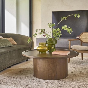 Runder Couchtisch aus massivem Mindi in Walnuss-Finish Ø 100 cm