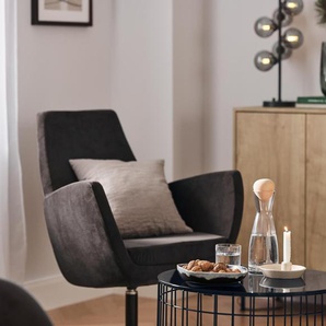 Runder Couchtisch mit Glasplatte - Schwarz -
