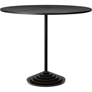 Runder Tisch Solus holz stein schwarz / Ø 90 cm - Bodenplatte aus Marmor - AYTM - Schwarz